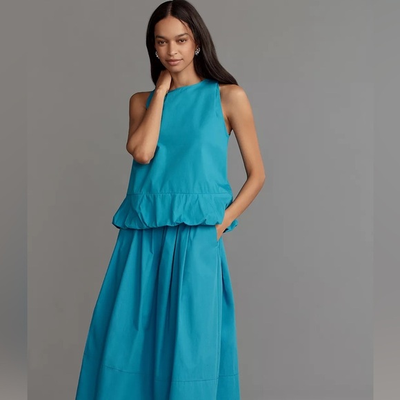 NWT Anthropologie Maeve XL Sleeveless Bubble Top Teal Blue - Picture 4 of 8